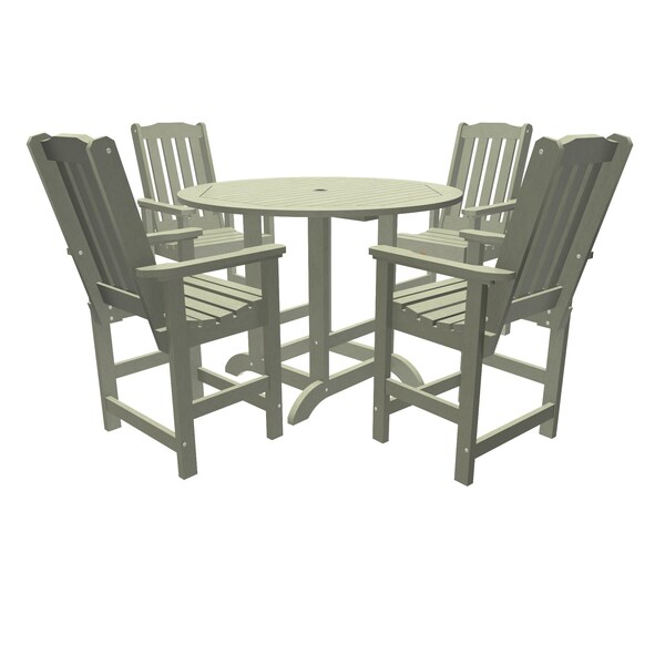 Highwood Usa Lehigh 5pc Round Counter Height Outdoor Patio Furniture Dining Set AD-CNL48-EUC - main